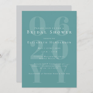 Teal Minimalist Bold Type Bridal Shower Invitation
