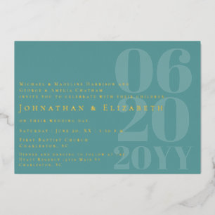 Teal Minimalist Bold Type Photo Wedding