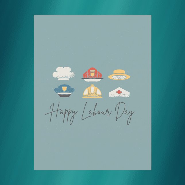 Teal Minimalist Happy Labour Day Postcard (Creator Uploaded)