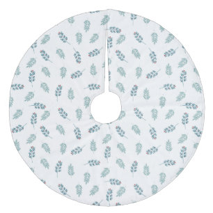 Teal Minimalist Mistletoe Christmas Tree Skirt