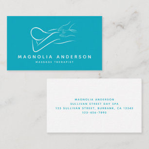 Teal Minimalist Modern   Massage Therapist  Business Card