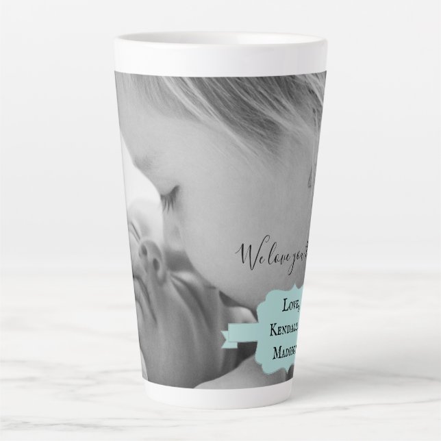 Teal Minimalist Photo Mother's Day Latte Mug (Front)