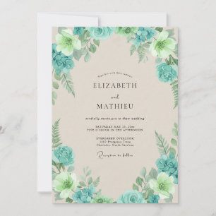 Teal Mint Foliage Eucalyptus Wedding Invitation