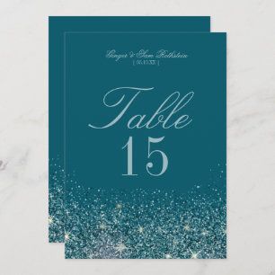 Teal & Mint Glitter Table Number Cards