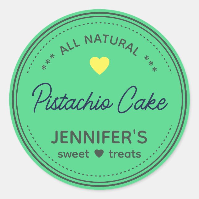 Teal Mint Green Jar Labels Handwritten Heart Cute (Front)