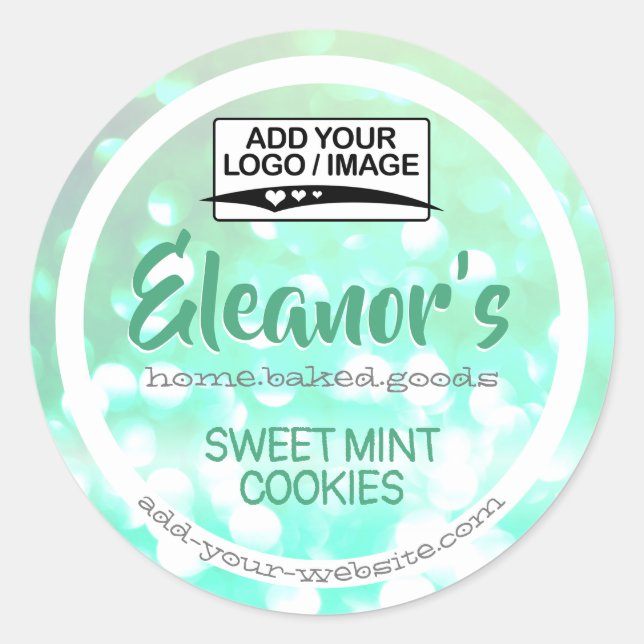 Teal Mint Green Logo Cake Product Packaging Label (Front)