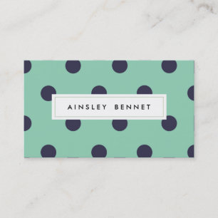 Teal Mint Polka Dots Patterned Business Cards