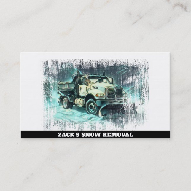 *~*  Teal Mint Snow Removal Snow Plough Truck AP74 Business Card (Front)