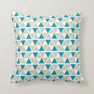 Teal Mint Yellow Geometric Pattern Cushion