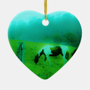 Teal mist Reto coloured painted pony Horse Ceramic Tree Decoration