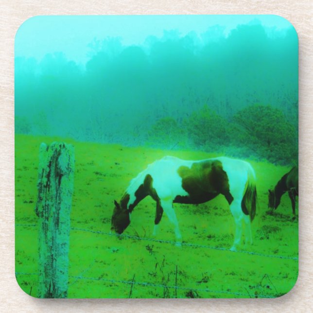 Teal mist Reto coloured painted pony Horse Coaster (Front)