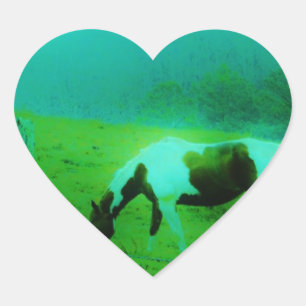 Teal mist Reto coloured painted pony Horse Heart Sticker