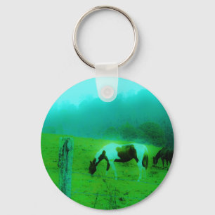 Teal mist Reto coloured painted pony Horse Key Ring