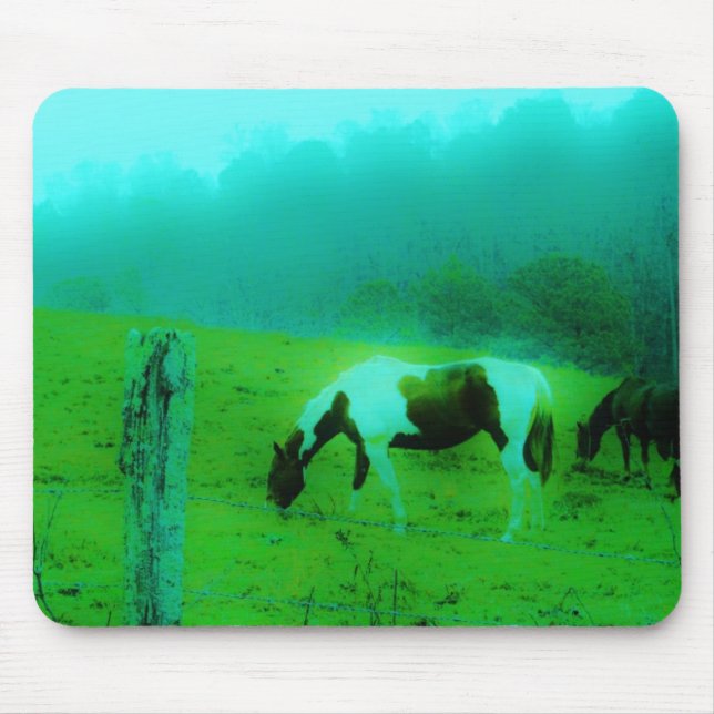 Teal mist Reto coloured painted pony Horse Mouse Mat (Front)