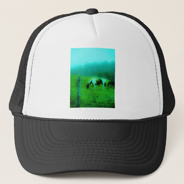 Teal mist Reto coloured painted pony Horse Trucker Hat (Front)