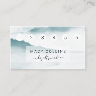 Teal misty watercolor mountains loyalty card