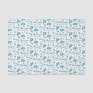 Teal Mittens and Snowflake Christmas Pattern Tissue Paper