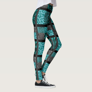 Teal Mixed Animal Print Leggings