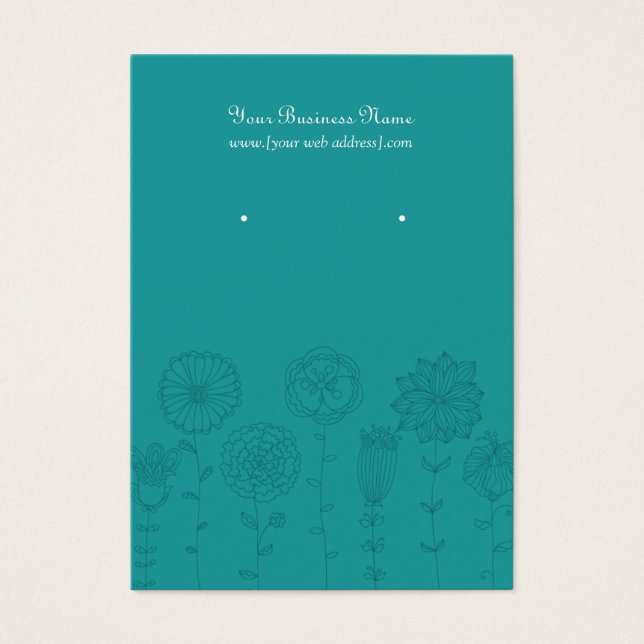 Teal Mod Flowers Custom Earring Card (Front)