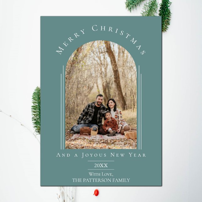 Teal Modern Arch Frame Holiday Photo Card (Teal Modern Arch Frame Holiday Photo Card)