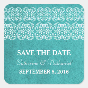Teal Modern Bohemian Save the Date Stickers
