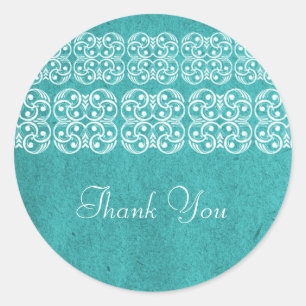 Teal Modern Bohemian Thank You Stickers
