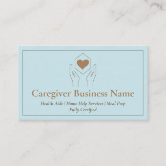 Teal Modern Brown Minimal Caregiver Business Card