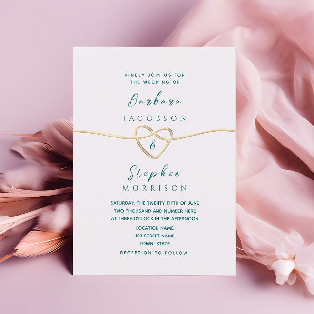 Teal Modern Calligraphy Wedding Invitation (Creator Uploaded)