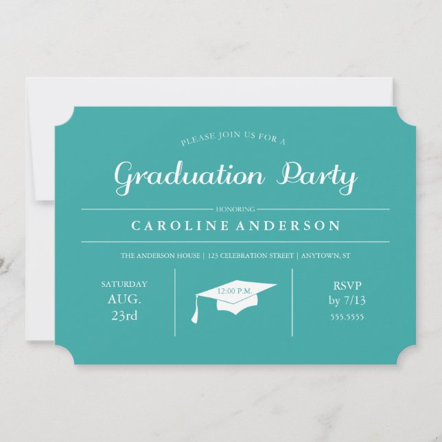 Teal Modern Chic Graduation Invitation (Front)