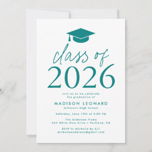 Teal   Modern Class of 2023 Graduation Party Invitation