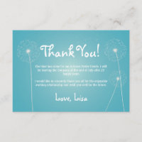 Teal, Modern, Dandelion, Thank You Cards