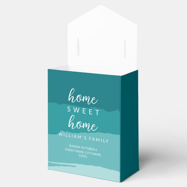 Teal Modern Elegant New Home Housewarming Party Favour Box (Opened)
