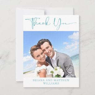 Teal Modern Photo Thank You Card