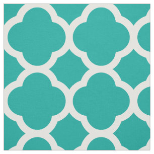 Teal Modern Quatrefoil Large Scale Fabric