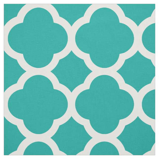 Teal Modern Quatrefoil Large Scale Fabric (Swatch)