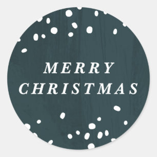 Teal Modern Snow Globe Merry Christmas Sticker