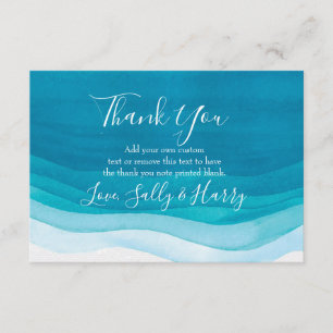 Teal, Modern Watercolor Thank You Cards