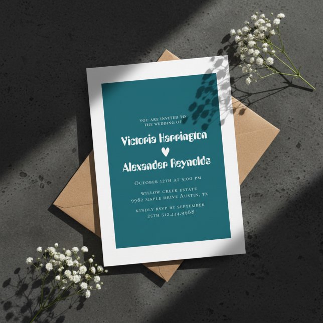 Teal Modern Wedding Invitation (Creator Uploaded)