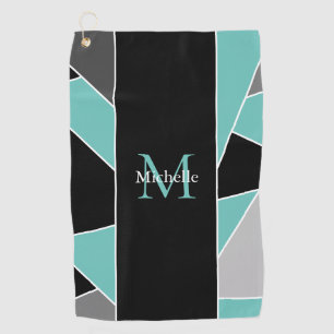 Teal Monogram Abstract Geometric Ladies Golf Towel