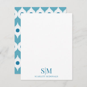 Teal Monogram Abstract Shapes Pattern Note Card