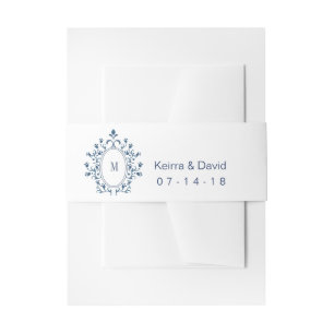 teal Monogram Belly Band wedding invitation