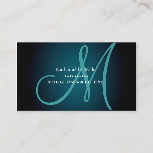 Teal Monogram Business Card (Front)