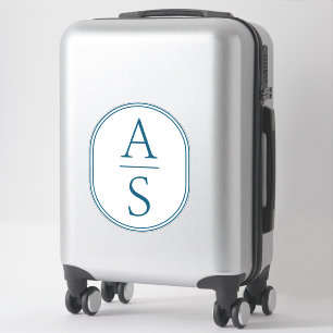 Teal Monogram Initials Modern Simple Luggage