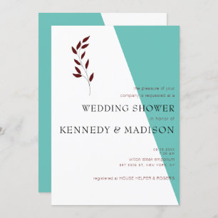Teal Monogram 💍 Modern Geometric Bridal Shower  Invitation