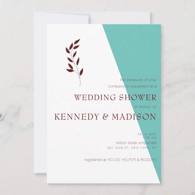 Teal Monogram 💍 Modern Geometric Bridal Shower  Invitation (Front)