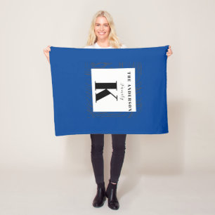 Teal Monogram Modern, Stylish, and Cool  Fleece Blanket