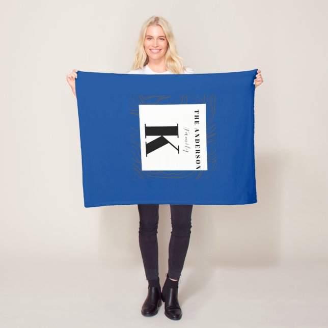 Teal Monogram Modern, Stylish, and Cool  Fleece Blanket (In Situ)