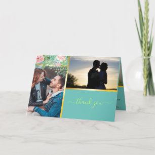 Teal Monogram 💍 Modern Thank You Photo Card