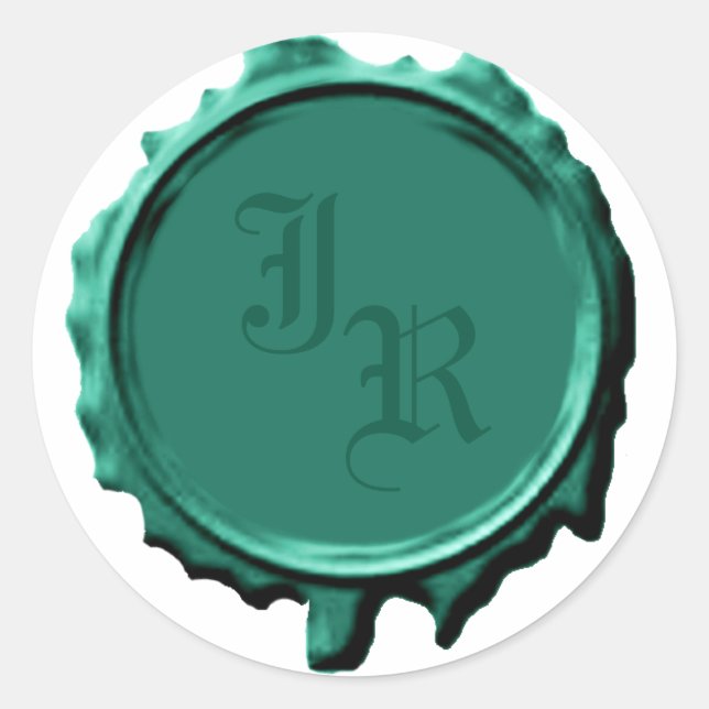 Teal Monogram Seal Wedding Stickers (Front)