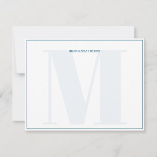 Teal Monogram Typewriter Couple Wedding Custom Card